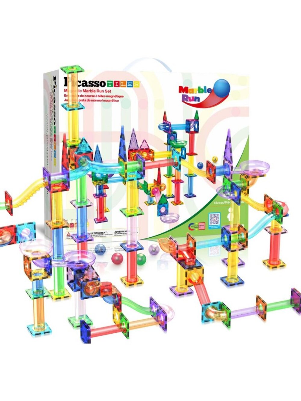 150pc Magnetic Marble Run Track Set - STEM Building Toy with Slides & Ramps for
